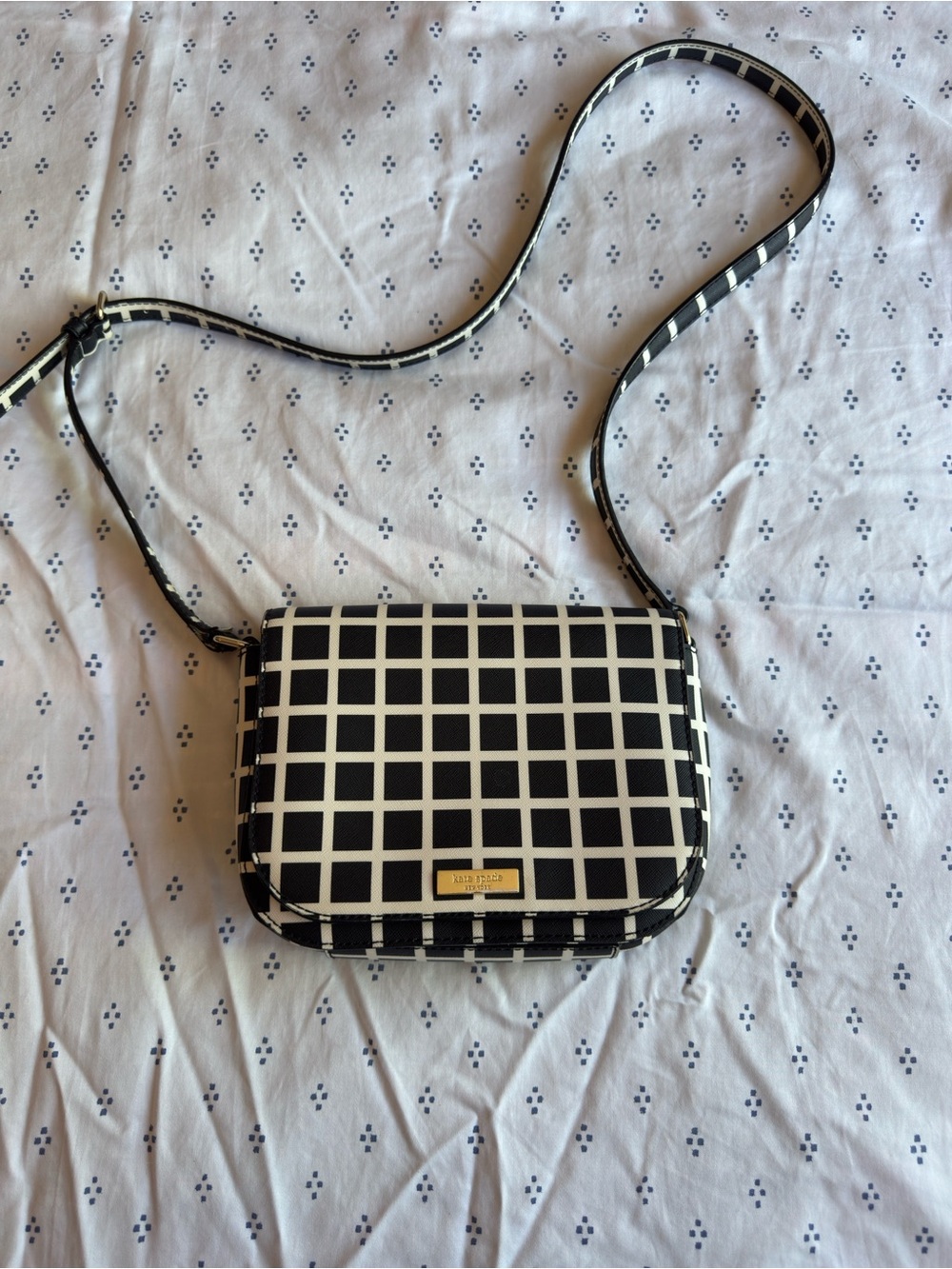 kate spade Black and White Grid Crossbody